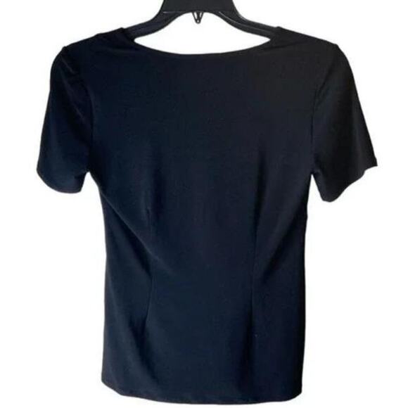 Julian Taylor New York Layered Shirt Women's Size 8 Short Sleeve V-Neck Black - Picture 2 of 8